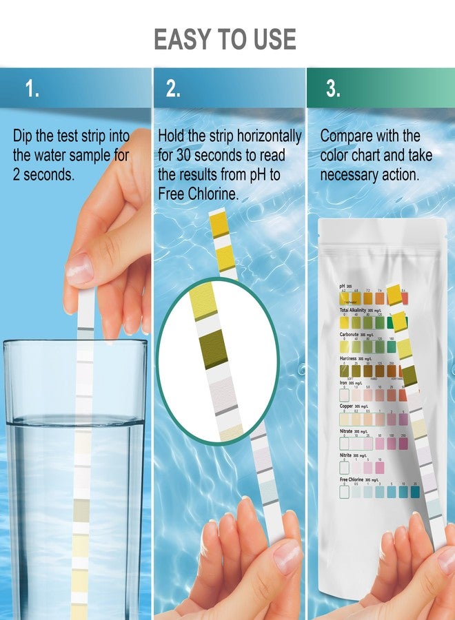 AAwipes Fish Tank Water Test Strips 9-in-1 |25 Strips | Freshwater & Saltwater Tanks Quick & Accurate Water Testing Test pH, Carbonate, Copper, Alkalinity, Hardness, Chlorine, Nitrate, Nitrite, etc - Image 4